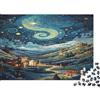 6N2X9A4S Cielo Stellato Puzzle 1000 Pezzi Carta per Adulti Paesaggio di Villaggio Onirico Relax Decorazione Casa Famiglia Concentrazione 38x26cm/1000pcs