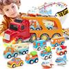 hahaland Bisarca Giocattolo 2 Anni, Camion Macchinine 10 Pezzi | Auto da Trasporto per Bambini, Cars Macchine Giocattolo con Luci e Suoni, Regalo Compleanno Maschio 2 3 4 Anni