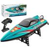 WANENGEDIY Barca telecomandata con luce a LED, 55 KM/H Speedboat RC veloce senza spazzole con doppio design impermeabile, salvataggio di un pulsante e allarme con batteria scarica
