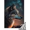 GJDNEAAKL Lupo Puzzle 1000 Pezzi Materiale Carta per Adulti Cielo Stellato Puzzle per Famiglia Relax Decorazione 52x38cm/1000pcs