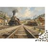 RQZKJXNHPF Puzzle 1000 pezzi, Scena di treno vintage, scena di treno a vapore in montagna, gioco familiare divertente e stimolante, per adulti e bambini dai 12 anni, 52x38cm
