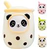 Aiuidun Bubble Tea Peluche Cuscino, Kawaii Panda Boba Peluche Giocattolo Imbottito Soft Bubble Pearl Milk Tea Abbraccio Cuscino Regali per Bambini(Yellow,50cm)