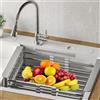 Tuzsocr Scolapiatti da lavello estensibile, scolapiatti in acciaio inox, scolapiatti regolabile, compatibile con qualsiasi lavandino, utilizzato per lavare i piatti nel lavello della cucina, scolare frutta e