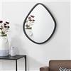[en.casa] Specchio da Parete Forma Irregolare (AxL) 64 x 60 cm Specchio Moderno con Cornice Asimmetrica Bordo Smussato - Nero opaco