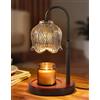OUTON Lampada scaldabagno con timer e dimmer, Lampada calda regolabile | in altezza, senza fiamma, in legno e vetro, 2700 K, luce calda, timer 2/4/8H, decorazione per soggiorno, camera da letto