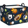 Clastyle Cesto Portabiancheria Palla Sportiva Cestino Portaoggetti Stella Cesta Biancheria Genitori per Organizzare Giocattoli Vestiti, Fuoco Rugby, 40x30x30 cm