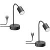 ledscom.de 2 lampade da tavolo WAIKA, nero, USB-A, USB-C, con lampadina LED GU10 inclusa (dimmer a 3 livelli, bianco caldo, 5,8 W, 500 lm)