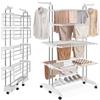 tectake® Stendino Verticale a Torre 125x63x179cm, Stendino da Balcone o Interno, Stendibiancheria 4 Ripiani, Rotelle, Stendibiancheria Pieghevole, Stendipanni Salvaspazio per Bucato, Lenzuola - Bianco