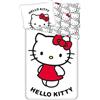 Jerry Fabrics Hello Kitty Set Copripiumino per Letto Singolo, Bianco con Rosso, 100% Cotone, 140x200 cm con Federa 70x90 cm, Chiusura con Cerniera