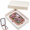 SOFPLATE Specchio Da Trucco Vintage Compatto Pieghevole In Metallo con Lente Normale e di Ingrandimento A Forma di Farfalla e Rosa Tascabile Retro con Motivo Floreale Mini Specchio Da Trucco per Donna