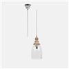 LOBERON Raina Lampada a sospensione - Paralume in robusto vetro trasparente - Sospensione in legno con finitura anticata, trasparente