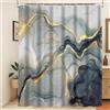 Xiaoterna 120x180cm Tenda da doccia di marmo nero grigio oro punti impermeabile poliestere Tenda da bagno di lusso moderno estetico artistico Lavabile resistente alla muffa Bagno tessuto decorativo