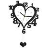 PawwJoy Orologio da parete con pendolo silenzioso in acrilico nordico a forma di cuore decorativo appeso orologio per corridoio decorazione regalo inaugurazione della casa - nero