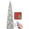 HMASYO Albero di Natale Artificiale a Paillettes 180cm con 100 Luci a LED Timer e Telecomando, Montaggio Istantaneo, Alimentazione USB - Decorazione per Interni Casa, Appartamento, Veranda, Feste