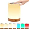 Fabater Lampada da Comodino Touch, Luce Notturna a LED da 5000 MAh con modalità Bianco Caldo, RGB, Dinamica e SOS, Piccola Lampada da Scrivania a LED per la Camera da Letto (Venatura del legno)