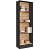 IDMarket - CARLA Libreria a 5 livelli in nero ed effetto legno H.190 cm