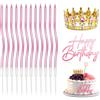 TaimeiMao 12 Pezzi Candeline Compleanno con Corona und Happy Birthday Cake Topper