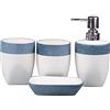 Siunwdiy Set di Accessori per Il Bagno da 4 Pezzi Dispenser di Sapone Portaspazzolino Bicchiere Portasapone Completo per la Decorazione della casa dell'hotel Set di Accessori per Il Bagno,Blu