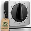 NATULYNKER Timer da cucina, timer meccanico, non richiede batterie, sveglia da cucina 100% meccanica con cassa in acciaio inox, orologio da cucina, cronometro, promemoria conto alla rovescia, orologio magnetico