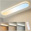LEZOE Plafoniera LED dimmerabile con telecomando, 60x20x2,9cm, 24W 3000LM, 2700K-6500K, Lampada LED, pannello luminoso da soffitto per ufficio, cucina, soggiorno, camera da letto, bagno ovale