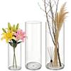 MELEJIA Set di 3 Vasi in Acrilico, Rotondo Vaso Trasparente, Vaso Indistruttibile Leggero, Vasi Resistente per Fiori Freschi/Finti, Decorazione Interna/Esternea (10 x 20cm, 12 x 40cm e 15 x 40cm)
