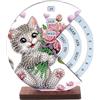JICFDAO Diamond Painting, calendario rotante, perpetuo, 9,5 x 14,9 cm, con diamante, riutilizzabile, a forma di luna, in legno, per pianificazione, decorazione per la casa, regali di gatto che tiene