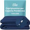 Ella Copripiumino da 150 x 200 cm, per coperta ponderata, realizzato in 100% cotone, adatto per coperte ponderate da 7 kg e 9 kg, blu navy