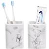 Luxspire Portaspazzolini 2 PZ, Portaspazzolino ad Asciugatura Rapida per Bagno, Tazze per Spazzolino in Diatomite, Organizer per Spazzolino Elettrico e Dentifricio, Contenitore per Bagno, Marmo
