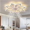 ZOMLBOF Grande LED Plafoniera Ventilatore Fiore Nero Telecomando 94cm | Ventilatore da Soffitto con Luce Reversibile 6 velocità Compatibile con Alexa Dimmerabile Tempistica Soggiorno Silencieux