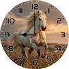 Geroclonup Orologio da parete a forma di cavallo, 25 cm, rotondo, in legno, a batteria, senza ticchettio, arte silenziosa, per camera da letto, cucina, decorazione per la casa