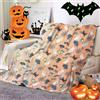 BNREDA Coperta accogliente di Halloween che si illumina al buio, coperta arancione con stampa di zucca e pipistrello spettrale che si illumina al buio, decorazione morbida e soffice del divano (C, 150x200cm)