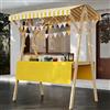 HARELA Carrello Venditore Bancarella Pieghevole, Carrello Del Venditore Di Cibo Con Tettoia, Bancarella Commerciale In Legno Per Centri Commerciali E Mercati Notturni(Yellow B,120cm/47.2in)