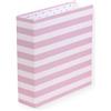 Craftelier - Lined Cardboard Album with Striped Pattern (6" x 8") | 2 White Metal D-Ring System | Sturdy Hardcovers | Size 22.5 x 23 x 6 cm - Pink and White Color
