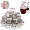 MamboCat - Set di 100 vasetti in vetro da 230 ml, con coperchio Twist-Off a forma di cuore in legno a quadretti rossi + ricettario 0 (lingua italiana non garantita)