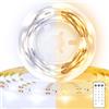 StarryEver Striscia LED da 1 m, con telecomando e timer, luce bianca calda e bianca fredda, per cucina, libreria, armadio, letto