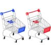 Embhlitfe 2 mini carrelli per la spesa, supermercato, per bambini e adulti, decorazione da tavolo, supporto per il trucco (rosso)
