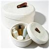 YuLiMirich Set di 2 cestini di stoccaggio rotondi in corda di cotone con coperchio, cestino decorativo intrecciato con coperchio, piccolo cestino con coperchio, cestino per scaffale per decorazione, set di 2 (22