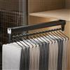 RATSTONE Asta Portapantaloni Estraibile,Pantaloni Estraibiles Lega Di Alluminio Appendiabiti,Bastone Armadio Appendiabiti con Ammortizzatore,Portapantaloni Salvaspazio per 22 Pantaloni（55cm x10cm）