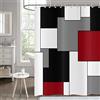 Hnmdmyi Tenda da doccia rossa 180x200, Tende da doccia grigio bianco e nero Tenda da bagno moderna geometrica decorativa impermeabile in tessuto poliestere lavabile Tenda da bagno per bagno con ganci