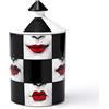AlphaDesignLuxe Portacandele decorativo fatto a mano per aromaterapia, vaso di candela dal design italiano, decorazione alla moda, vaso da tavolo, arte moderna, viso femminile, occhi, labbra,