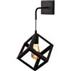 TEKHOME Applique da Muro in Ferro Battuto, Attacco E27, Stile Geometrico Cubo, Colore Nero/Bianco, 1XE27, Lampada da Parete Vintage Industriale per Interni AQ52 (NERO)