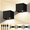 Linkenail 2 Pezzi Applique da Parete USB Ricaricabile con Sensore di Movimento, Nero