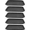 LEXININ 5 vassoi in plastica per fast food, 35 x 27 cm, rettangolari, in plastica nera, per bevande, snack, caffè