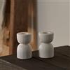 Lights4fun Set di 2 Portacandele in Ceramica Bianco per Candele da Tavolo Decorazione per Interni