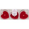 makio Candele Cuori in Bicchiere Set di 3 Candele Decorative Cuori Candele Bianche Rosse Candele Vaso Vetro Cuori (Rosso)