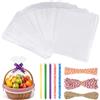 Adiwo Sacchetti Cellophane Trasparenti 50 Pezzi, Bustine Cellophane 40 x 50 cm, per Caramelle, Biscotti e Altre Confezioni Regalo