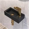 DeerValley Lavabo da appendere, piccolo lavandino rettangolare in ceramica, per bagno, camper e tutti i piccoli spazi, nero a destra
