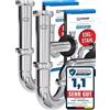 FEINER® Set di 2 sifoni universali per lavello in acciaio inox premontato, solo avvitare, scarico per lavandino da 1 1/4, cromato, regolabile da 2 a 12 cm, guarnizioni incluse