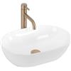 Rea - Lavabo Da Appoggio Amelia 45 In Ceramica,Bianco, Ovale 45X31X12,5cm