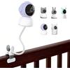 ROKOLOOM Supporto per baby monitor senza foratura, adatto per monitor ieGeek, morsetto in metallo con braccio d'oca da 80 cm, compatibile con Baby 1T/Baby 4/7S e tutti i dispositivi filettati da 1/4